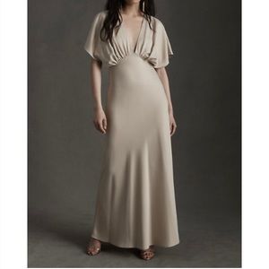 BHLDN LEILA SATIN CHAMPAGNE DRESS